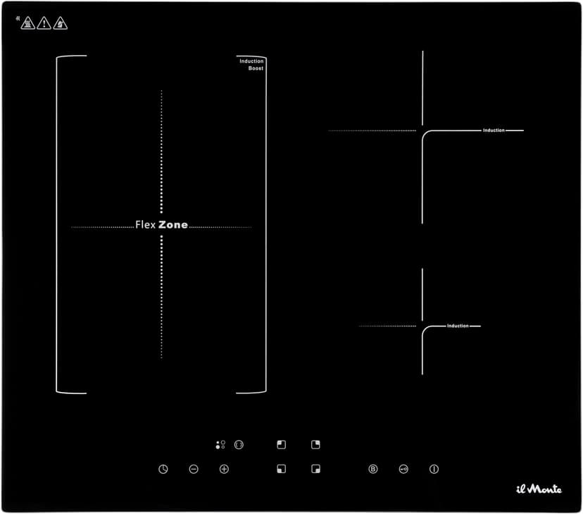 Индукционная варочная панель, 7000 Вт., Объединение индукционных зон Flex Zone, Booster, Сенсорное управление, Таймер 99 мин., Автоотключение, Защита от детей, il Monte BH-662-BIH--8